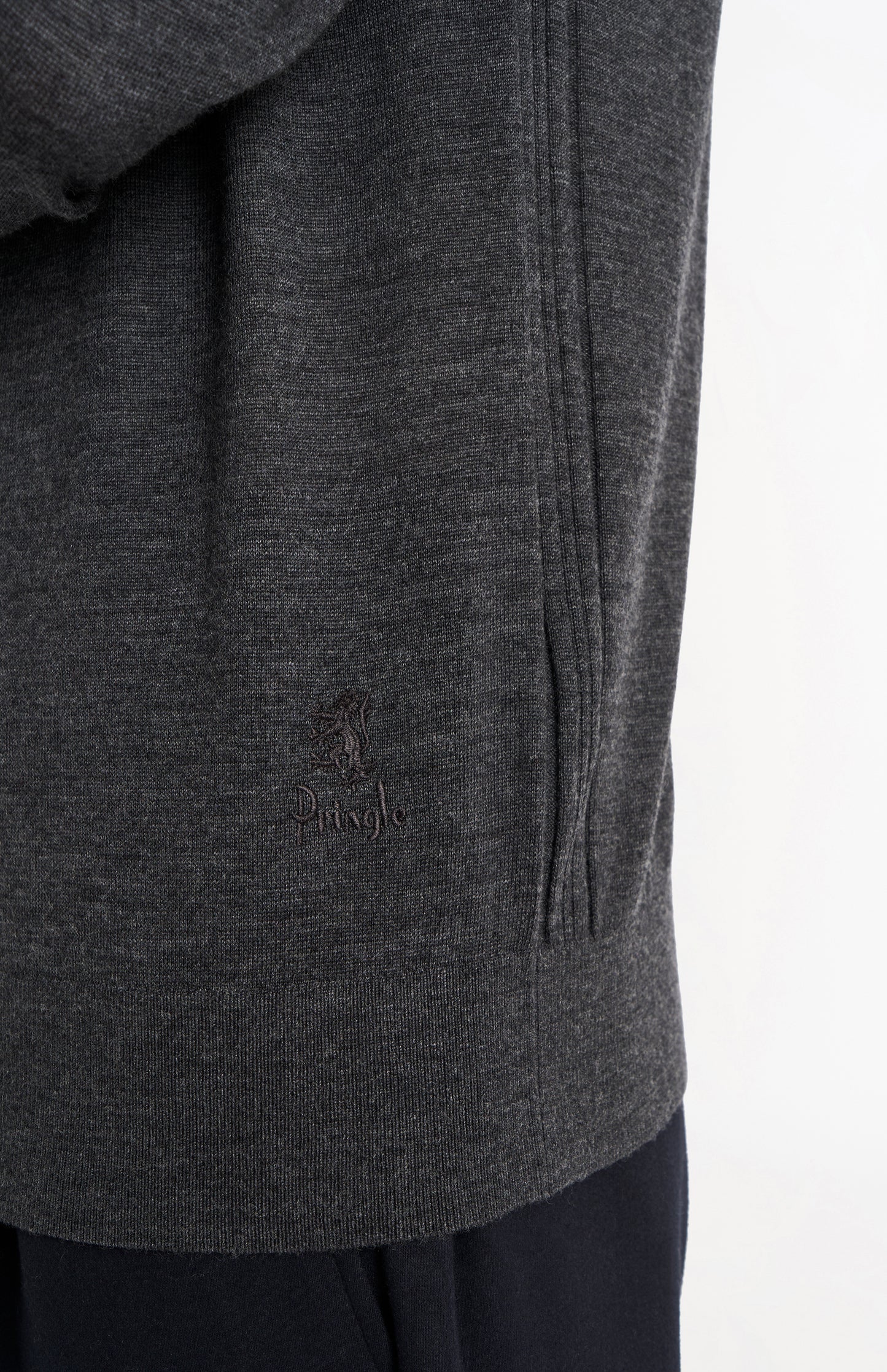 Men's Crew Neck Extra Fine Merino Wool Jumper In Charcoal Melange