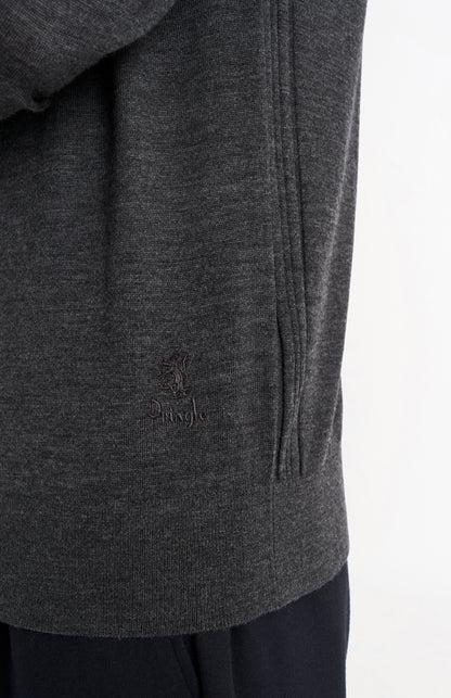 Men's Crew Neck Extra Fine Merino Wool Jumper In Charcoal Melange