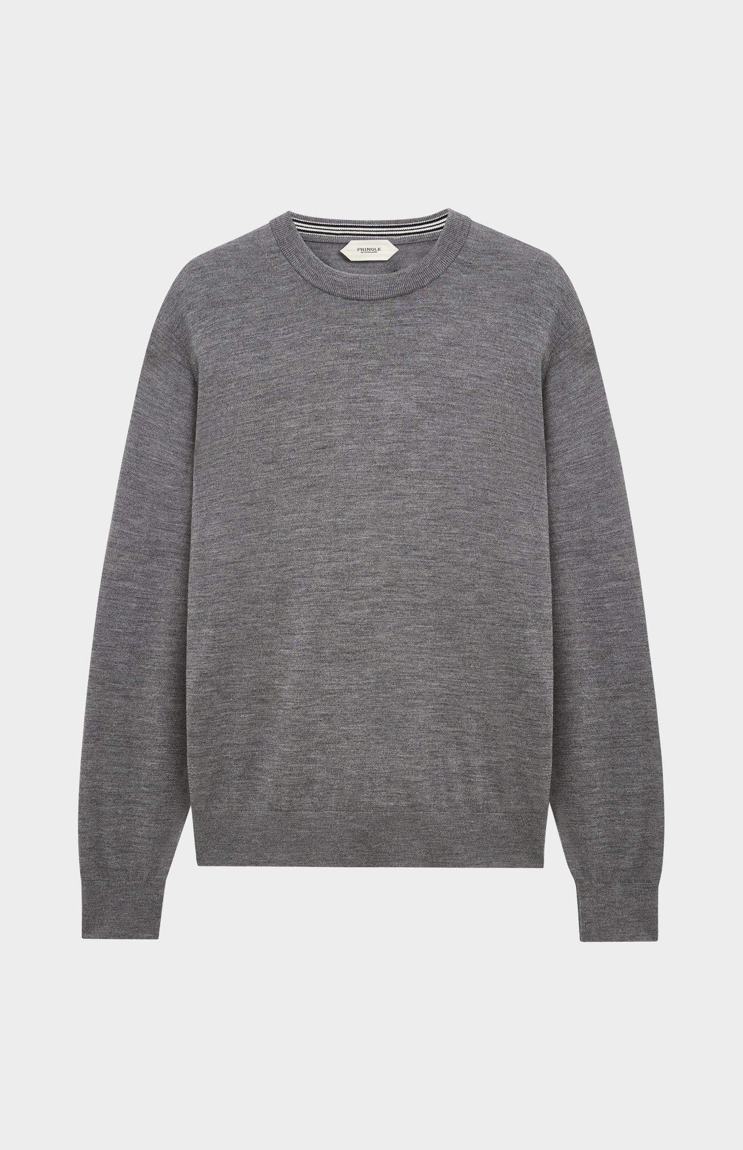 Men's Crew Neck Extra Fine Merino Wool Jumper In Grey Melange