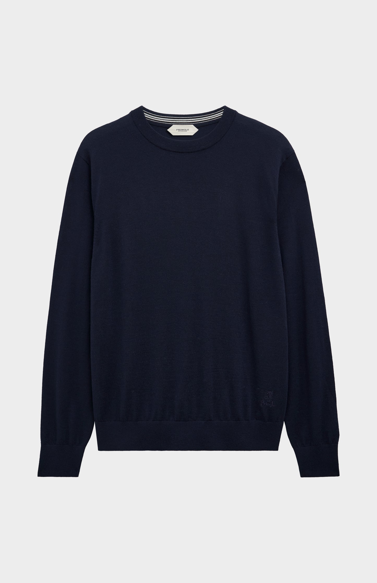 Men's Crew Neck Extra Fine Merino Wool Jumper In Navy Blue