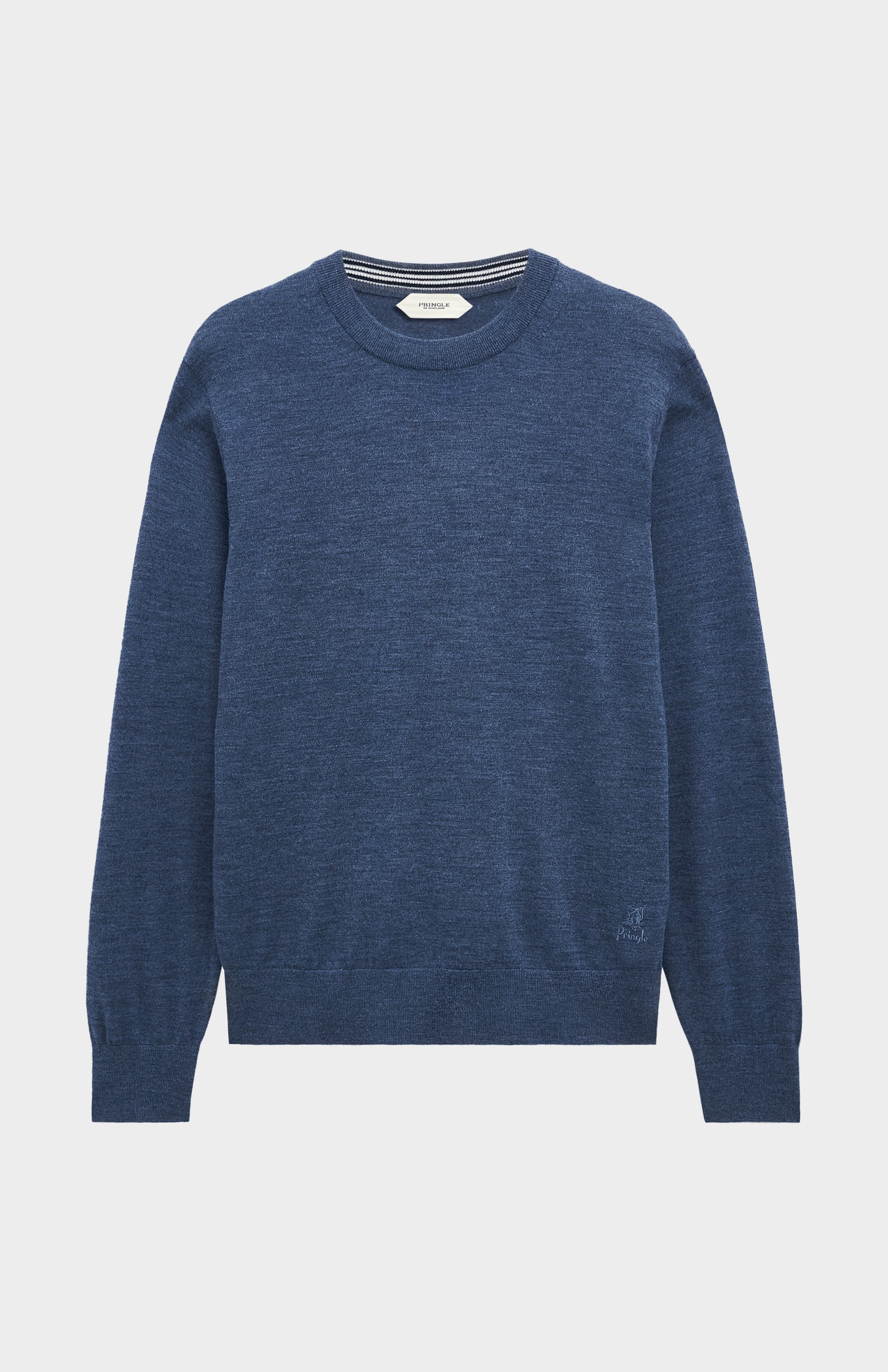 Men's Crew Neck Extra Fine Merino Wool Jumper In Blue
