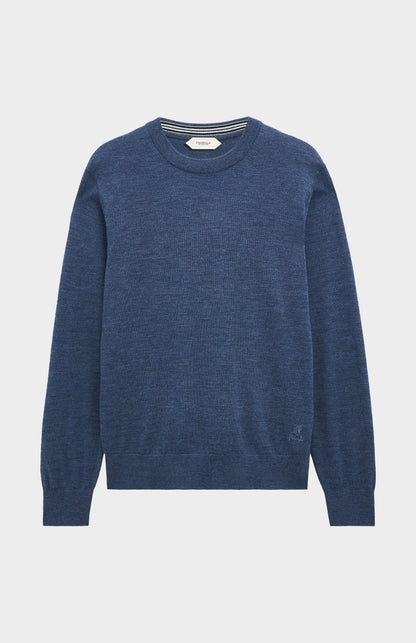 Men's Crew Neck Extra Fine Merino Wool Jumper In Blue