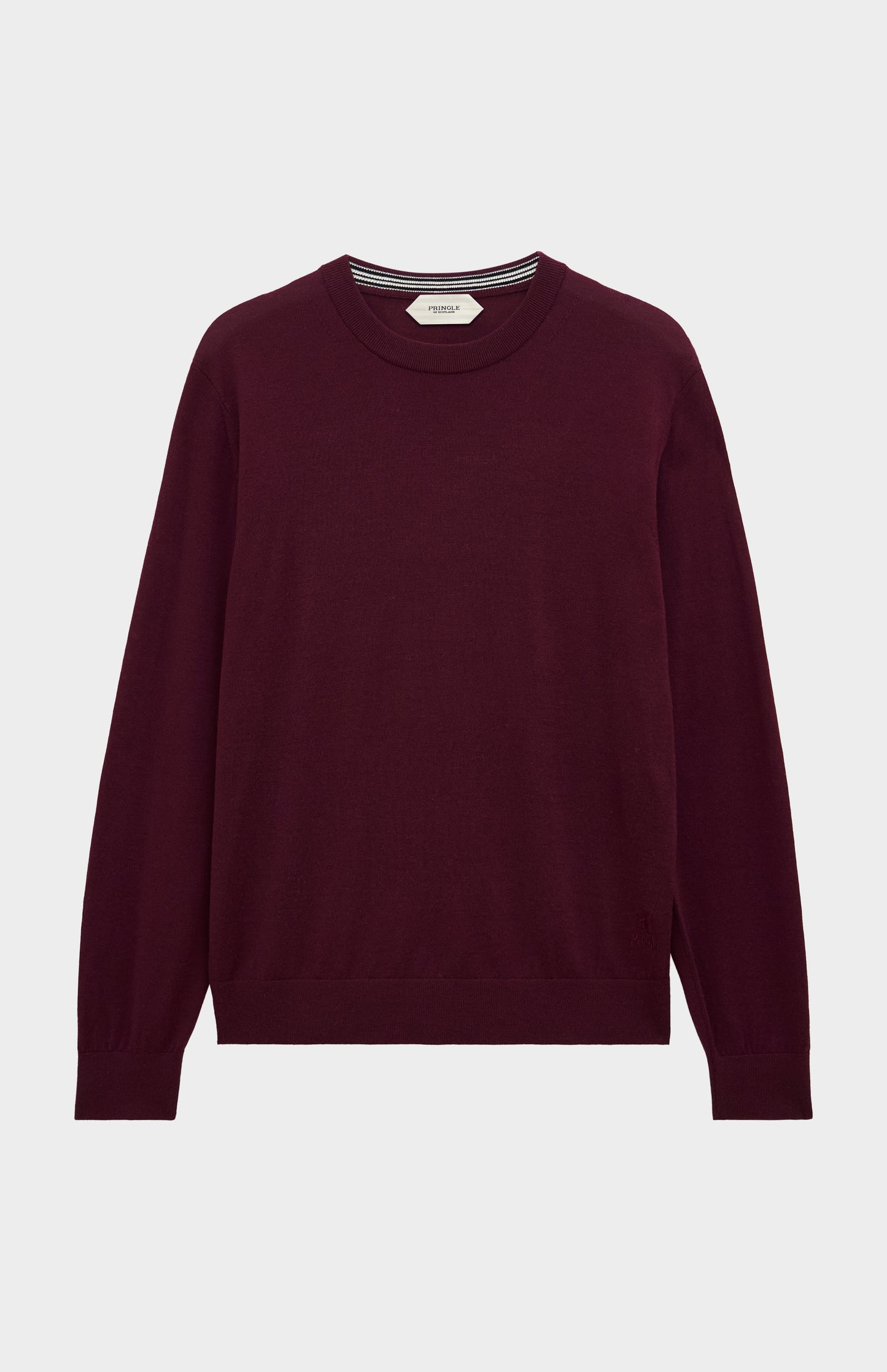 Men's Crew Neck Extra Fine Merino Wool Jumper In Burgundy