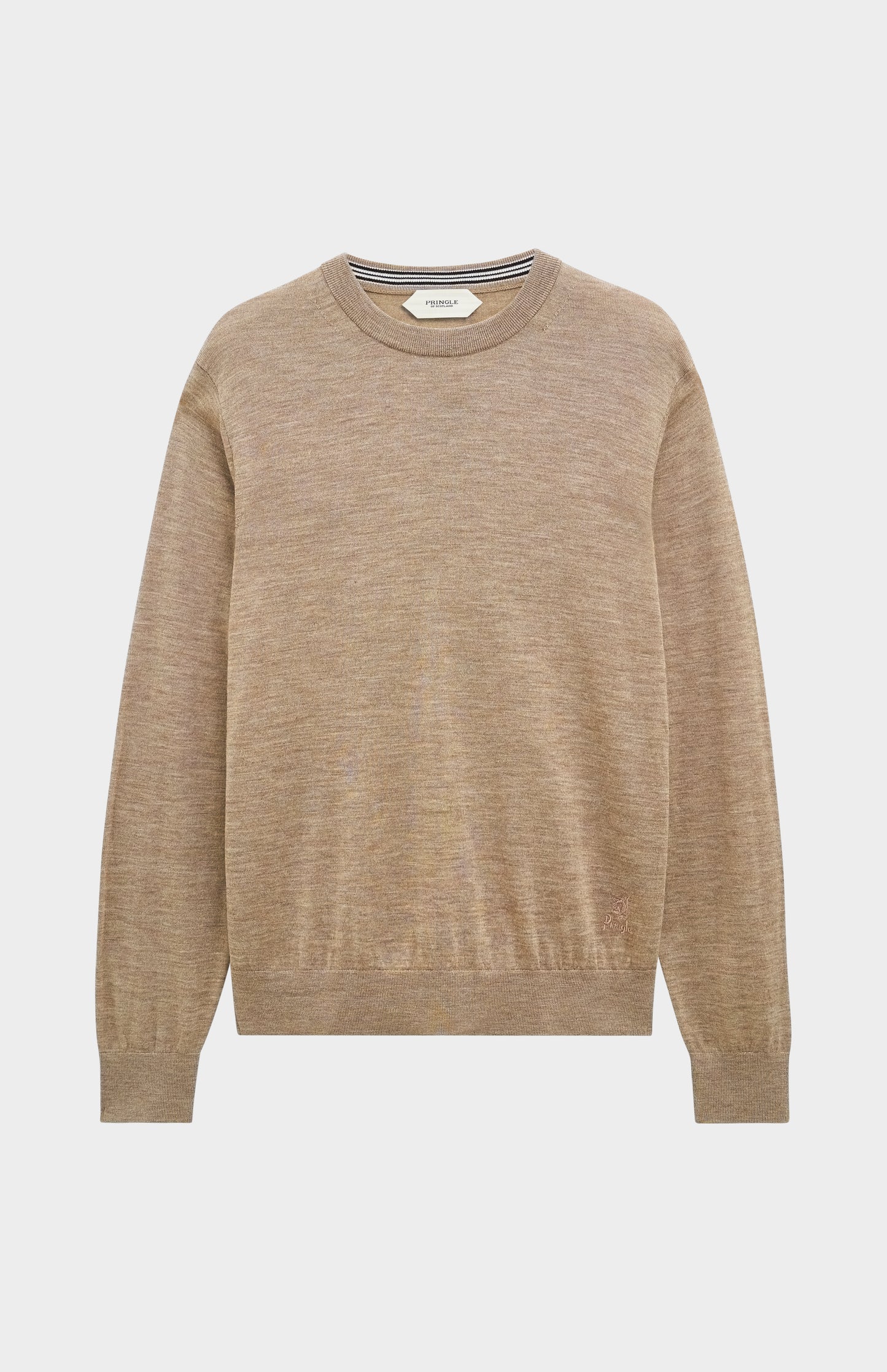 Men's Crew Neck Extra Fine Merino Wool Jumper In Mushroom