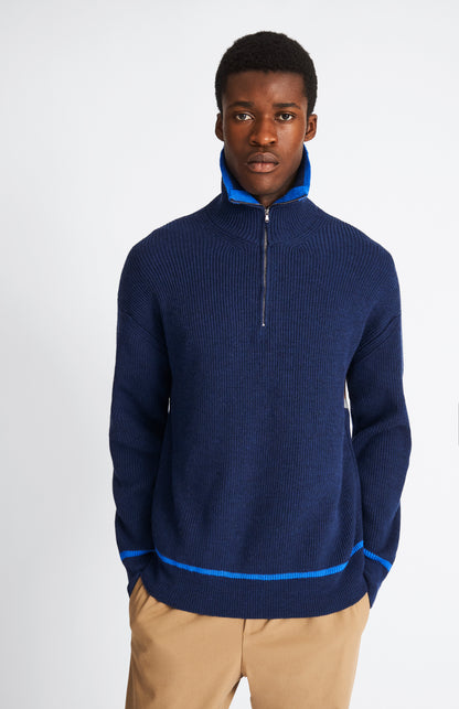 Men's Merino Half Zip Sweater In Ink