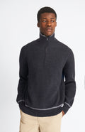 Pringle of Scotland Men's Merino Half Zip Sweater In Charcoal onmodel