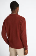 Pringle Men's lambswool V Neck Cardigan in Red Rust & Mineral Green rear view