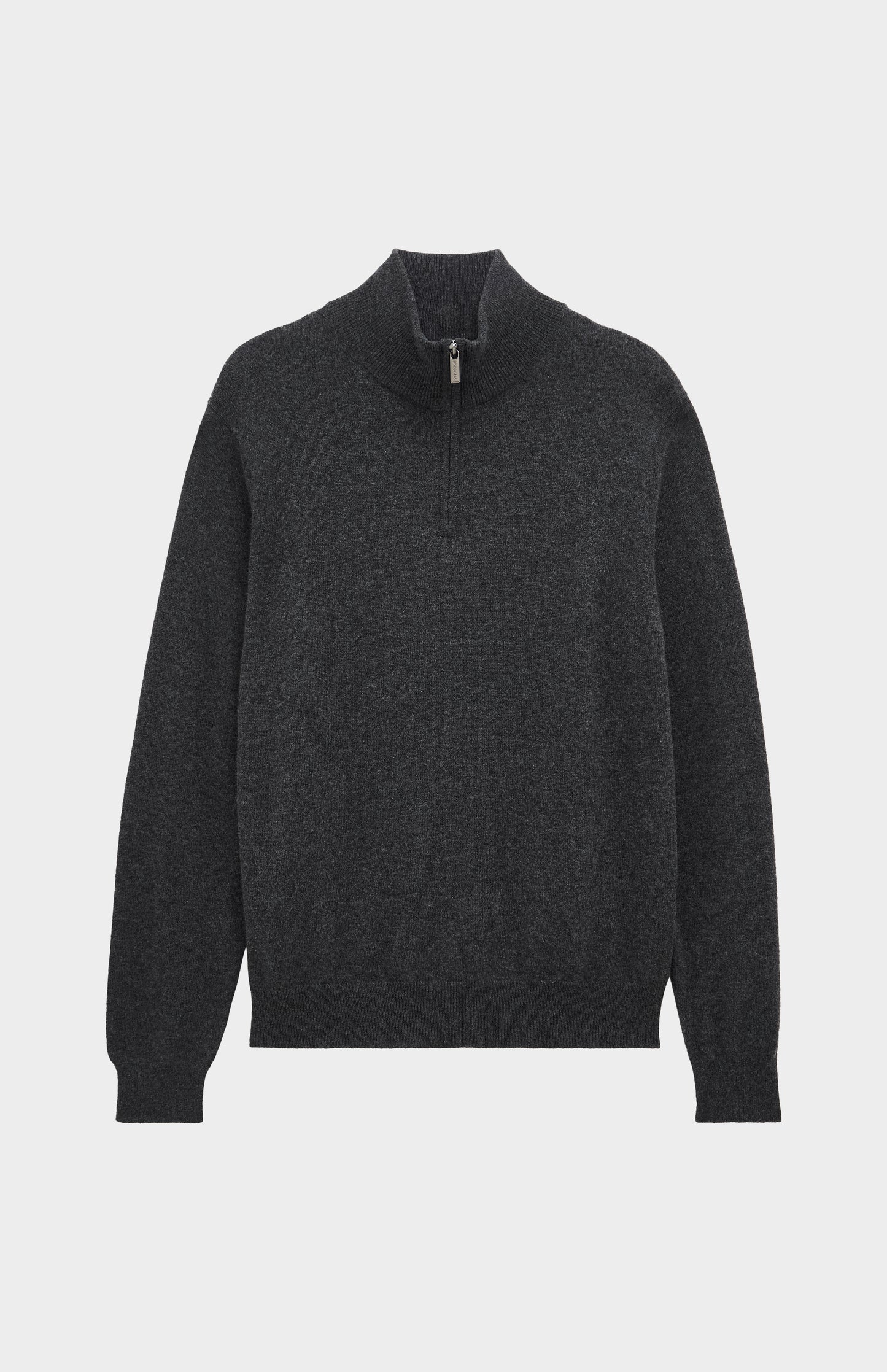 Men's Classic Qtr Zip Cashmere Jumper In Charcoal Melange