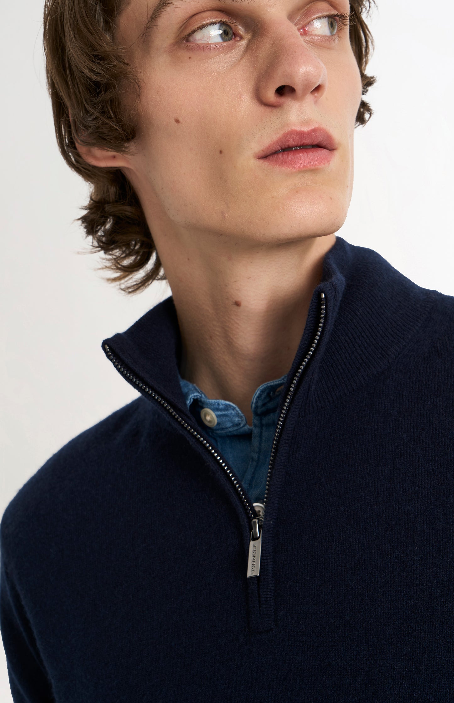 Men's Classic Qtr Zip Cashmere Jumper In Navy Blue