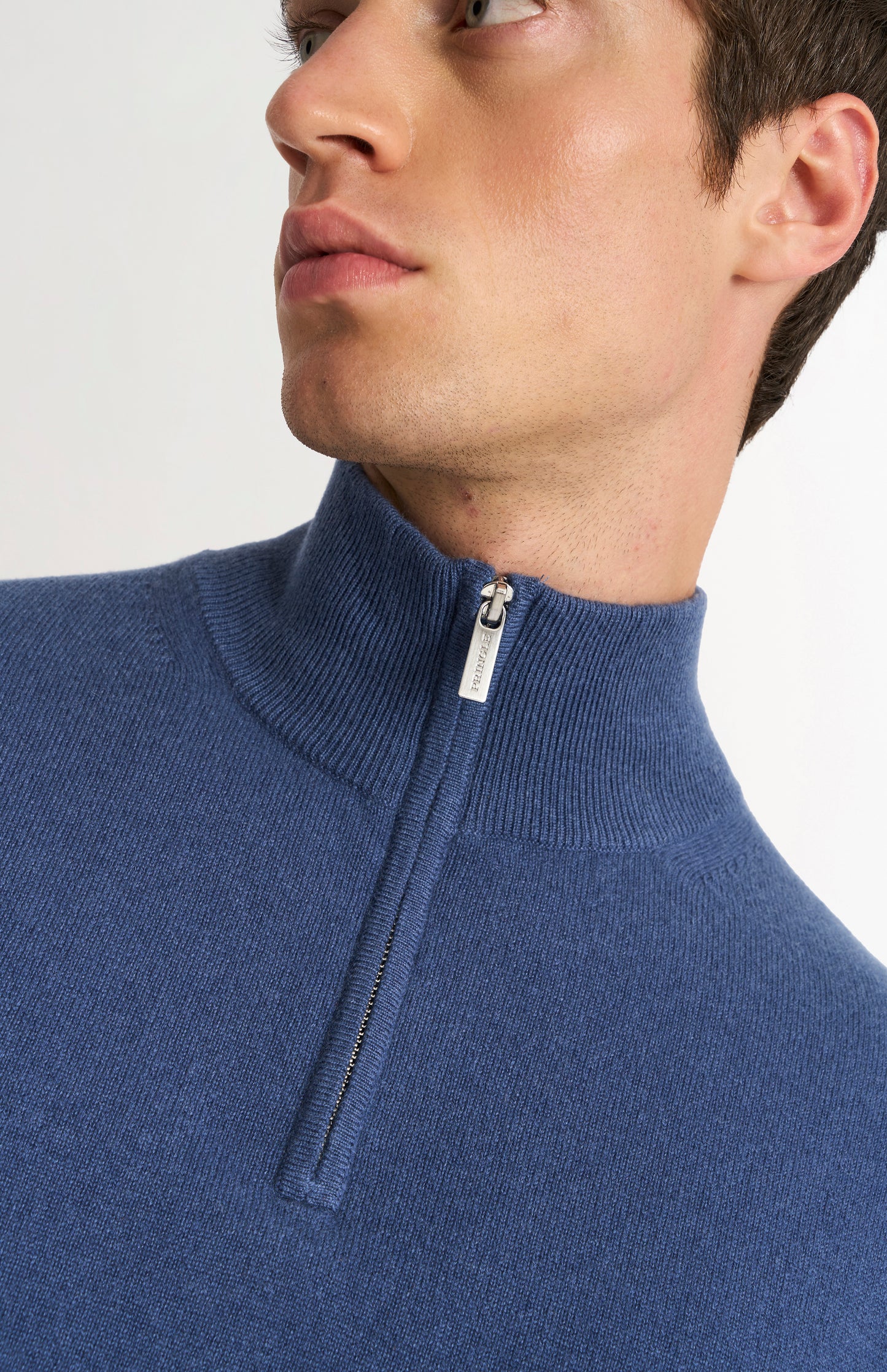 Men's Classic Qtr Zip Cashmere Jumper In Bering Sea Blue