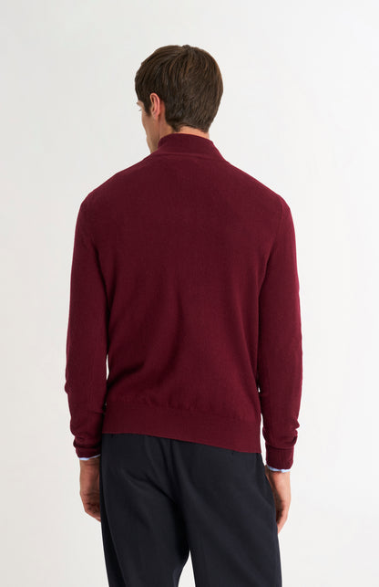 Men's Classic Qtr Zip Cashmere Jumper In Burgundy