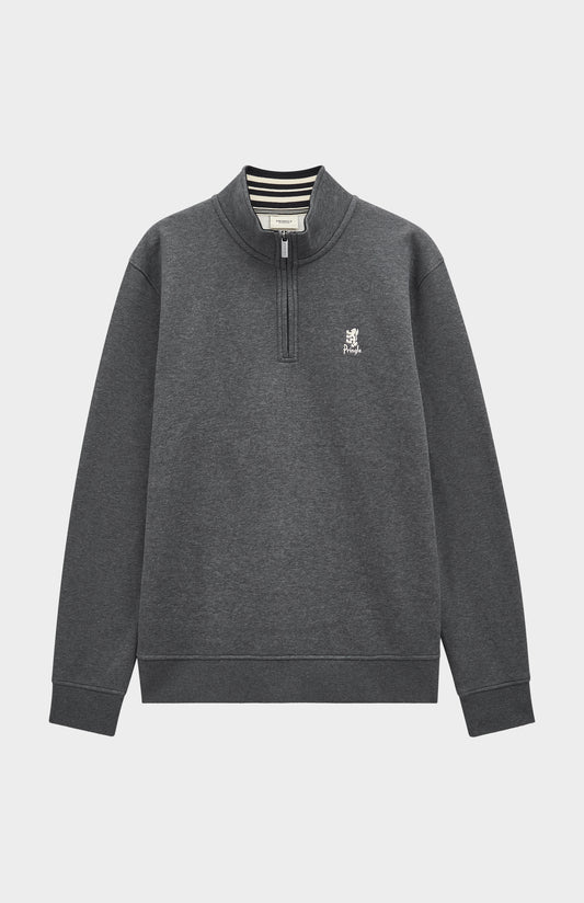 Men's Qtr Zip Track Jumper In Charcoal Melange