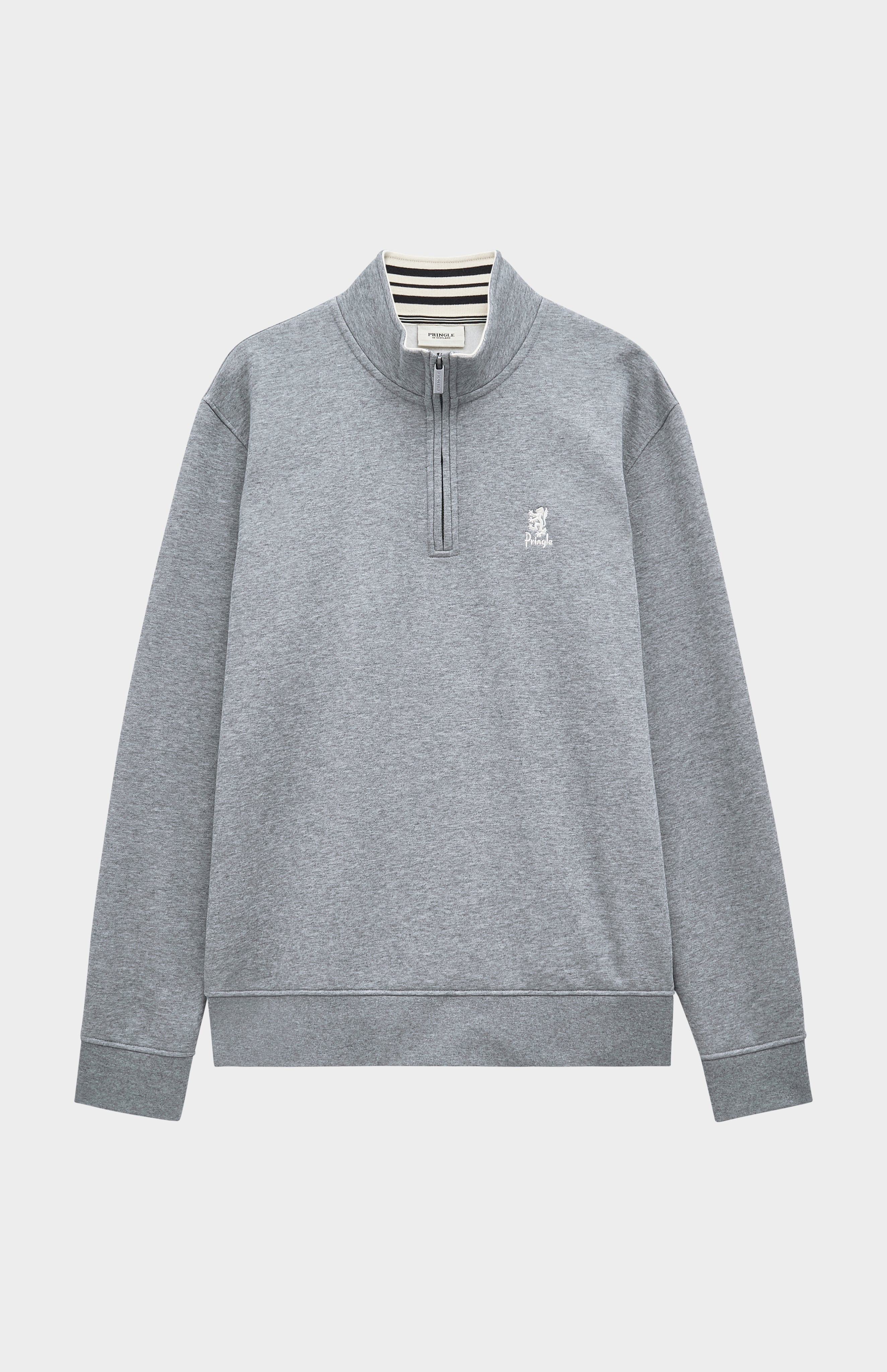 Pringle of Scotland Men's Qtr Zip Track Jumper In Grey Melange