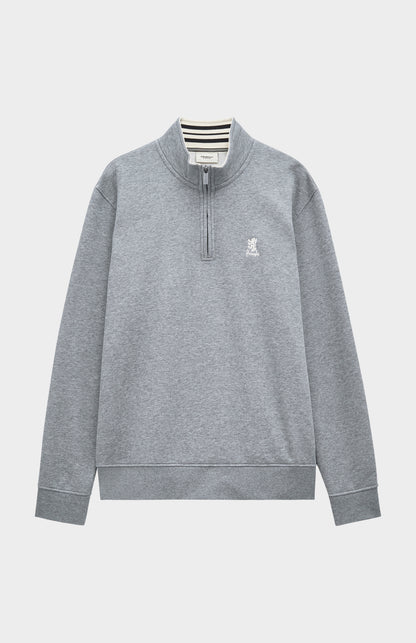 Men's Qtr Zip Track Jumper In Grey Melange