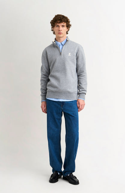 Men's Qtr Zip Track Jumper In Grey Melange