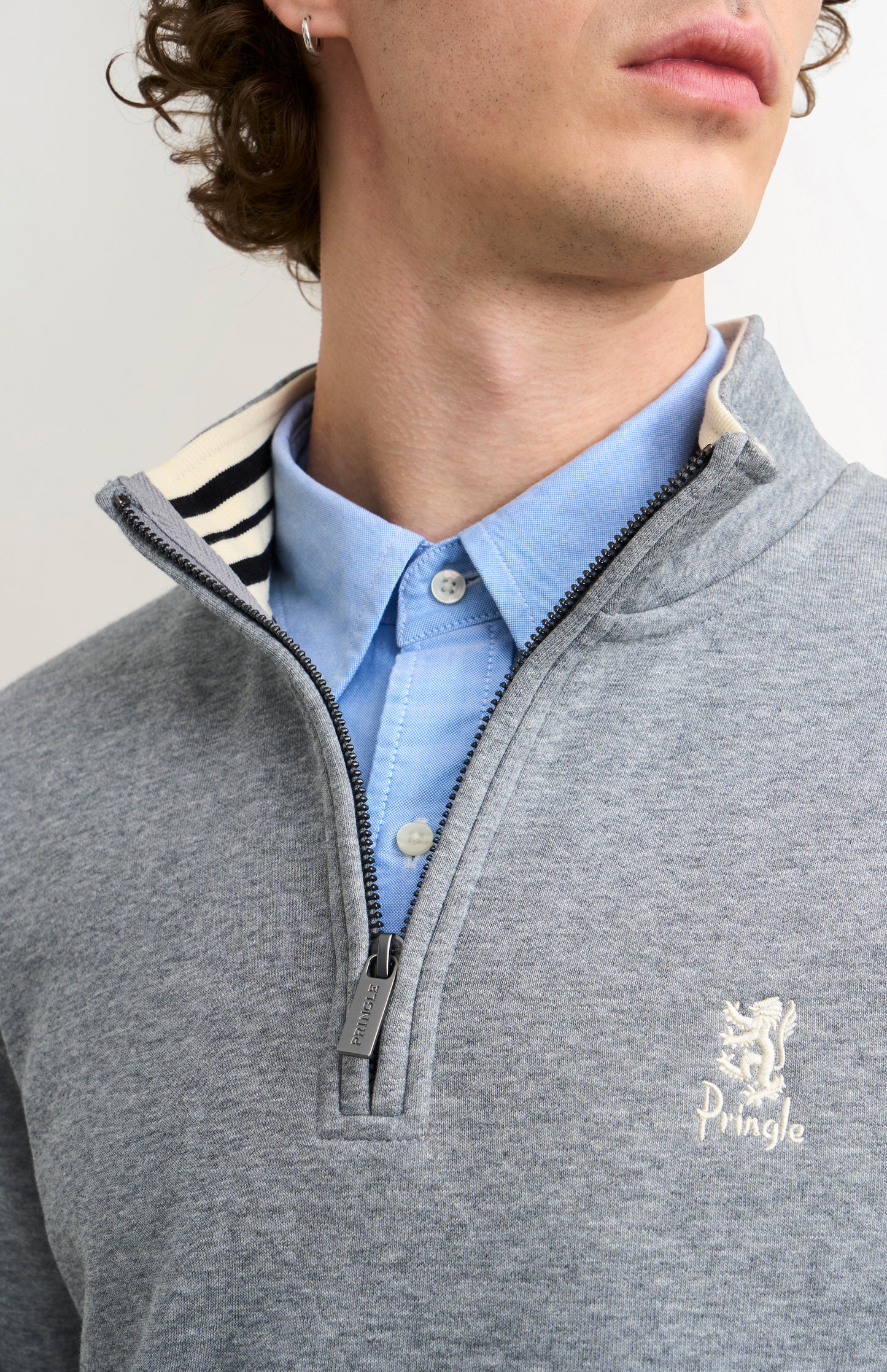 Men's Qtr Zip Track Jumper In Grey Melange
