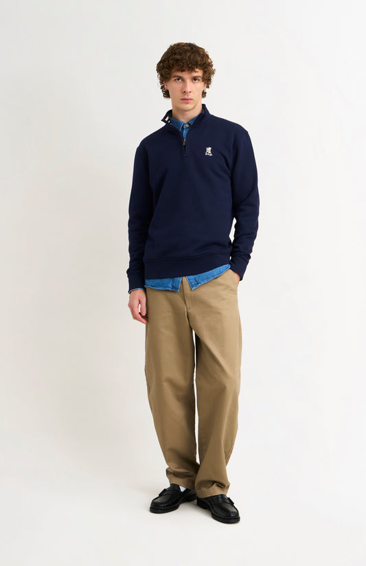 Men's Qtr Zip Track Jumper In Navy Blue