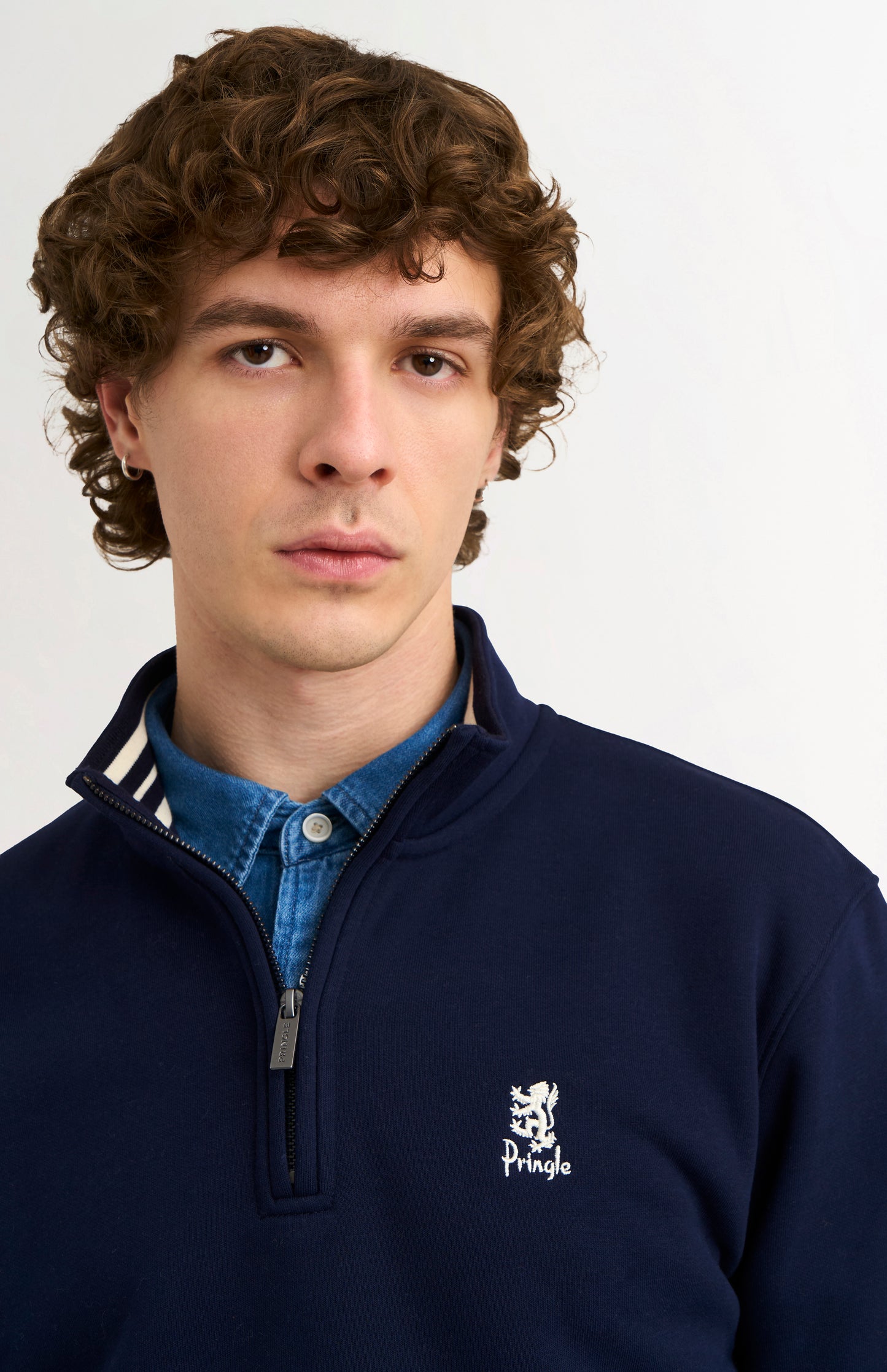 Men's Qtr Zip Track Jumper In Navy Blue