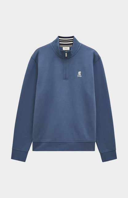 Pringle of Scotland Men's Qtr Zip Track Jumper In Bering Sea Blue