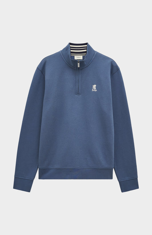Pringle of Scotland Men's Qtr Zip Track Jumper In Bering Sea Blue