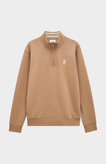Men's Qtr Zip Track Jumper In Mushroom