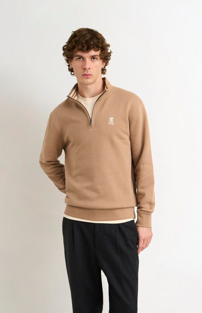 Men's Qtr Zip Track Jumper In Mushroom