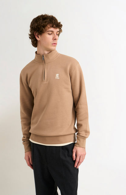 Men's Qtr Zip Track Jumper In Mushroom