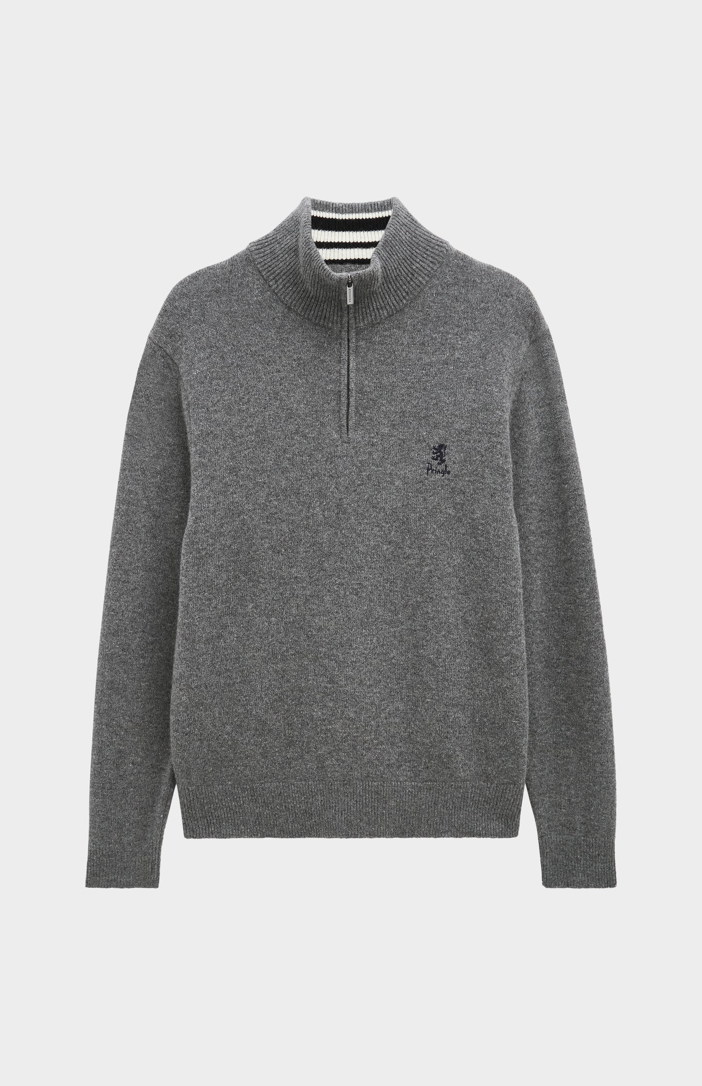 Men's Classic Qtr Zip Supersoft Lambswool Jumper In Grey Melange