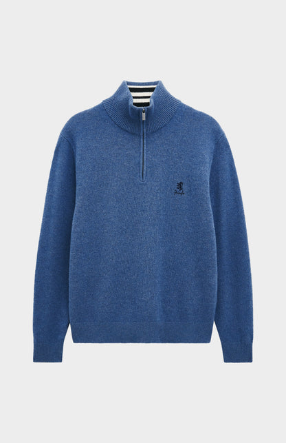 Men's Classic Qtr Zip Supersoft Lambswool Jumper In Bering Sea Blue