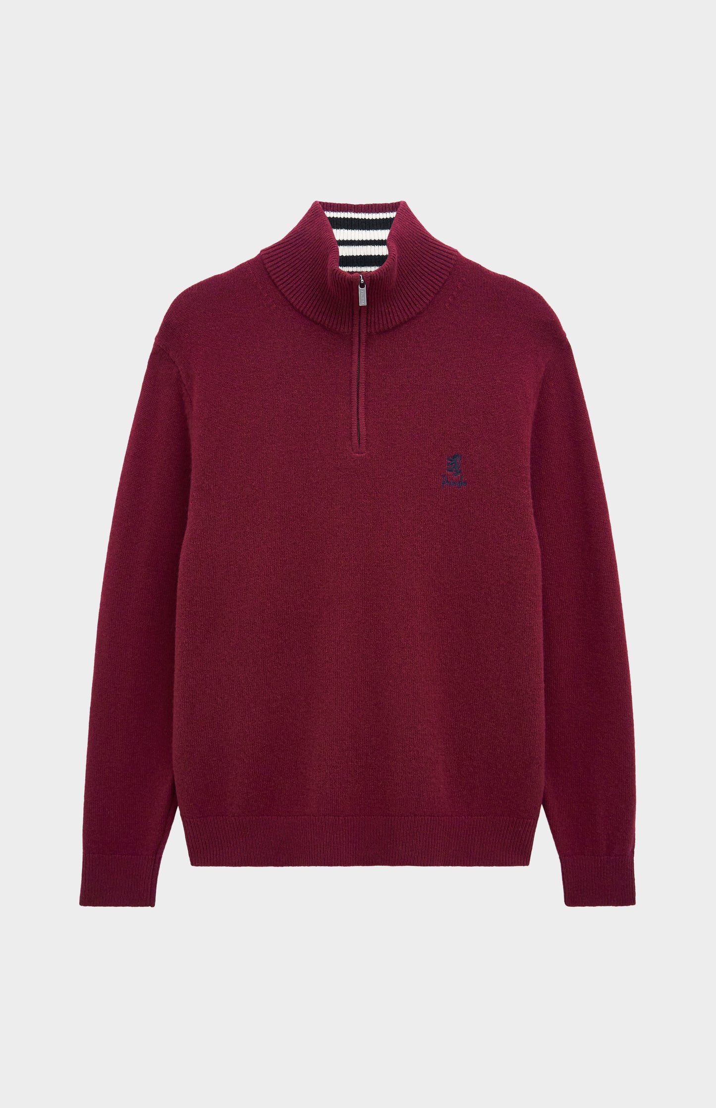 Men's Classic Qtr Zip Supersoft Lambswool Jumper In Burgundy