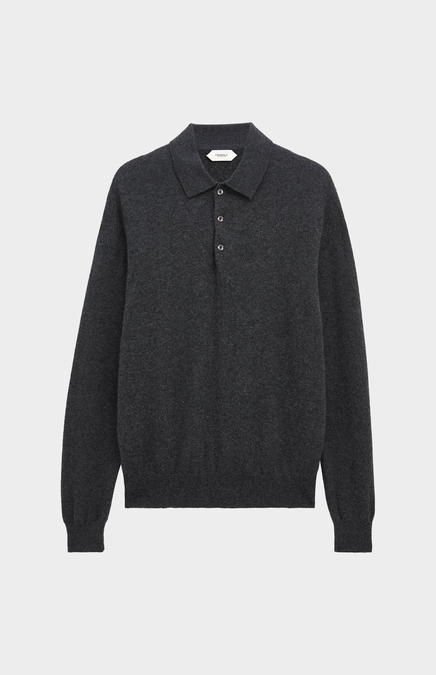 Men's Classic Polo Shirt Cashmere Jumper In Charcoal Melange