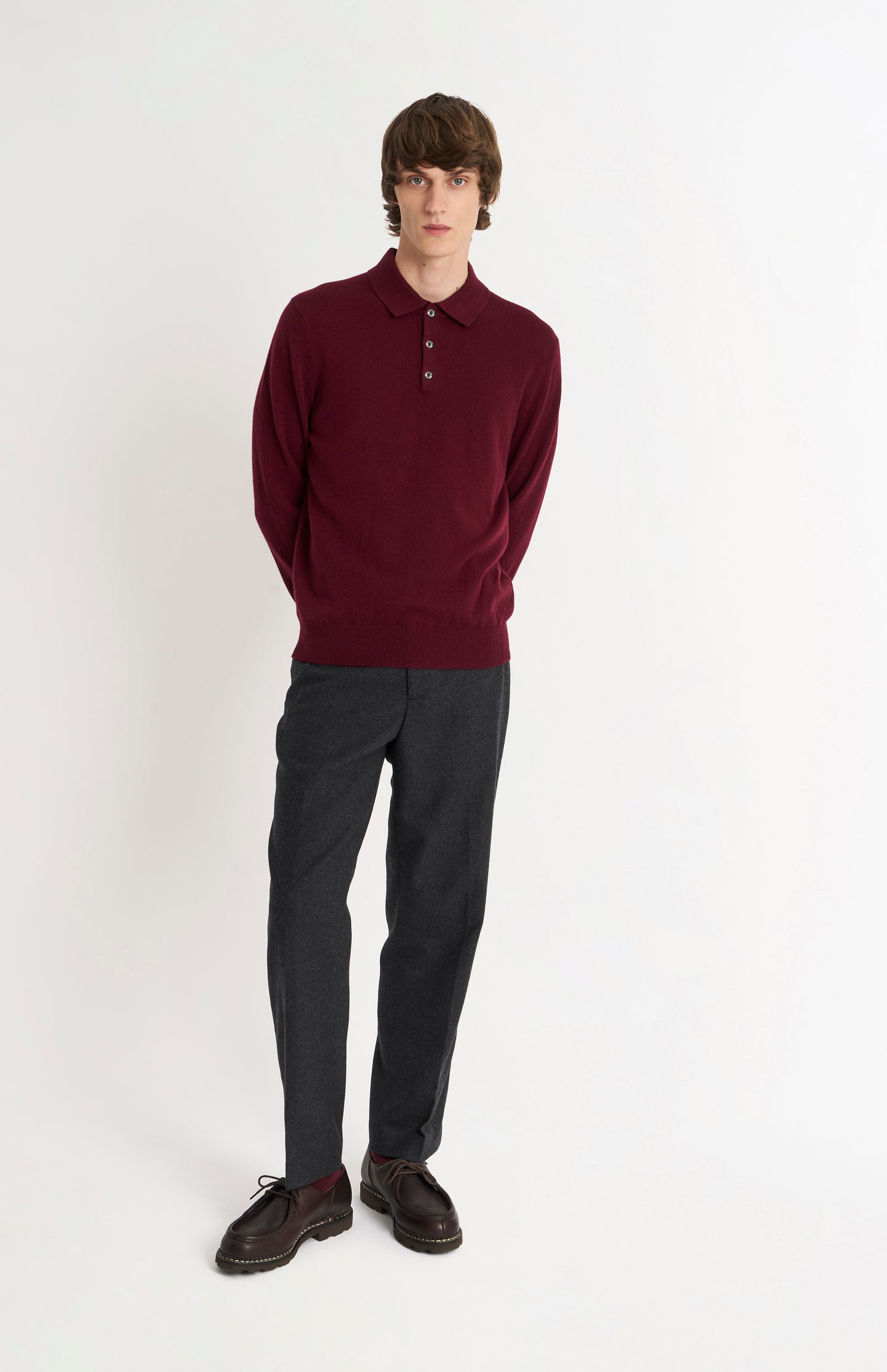 Men's Classic Polo Neck Cashmere Jumper In Burgundy