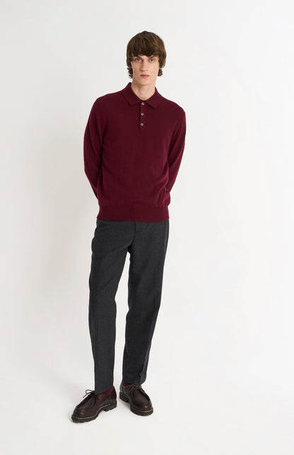 Men's Classic Polo Neck Cashmere Jumper In Burgundy