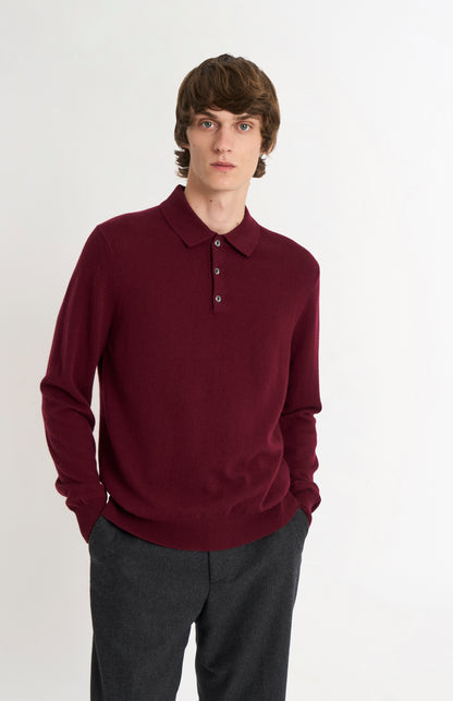 Men's Classic Polo Neck Cashmere Jumper In Burgundy