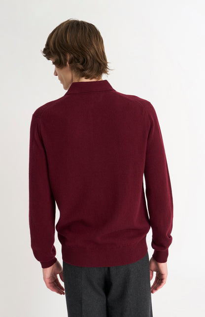 Men's Classic Polo Neck Cashmere Jumper In Burgundy