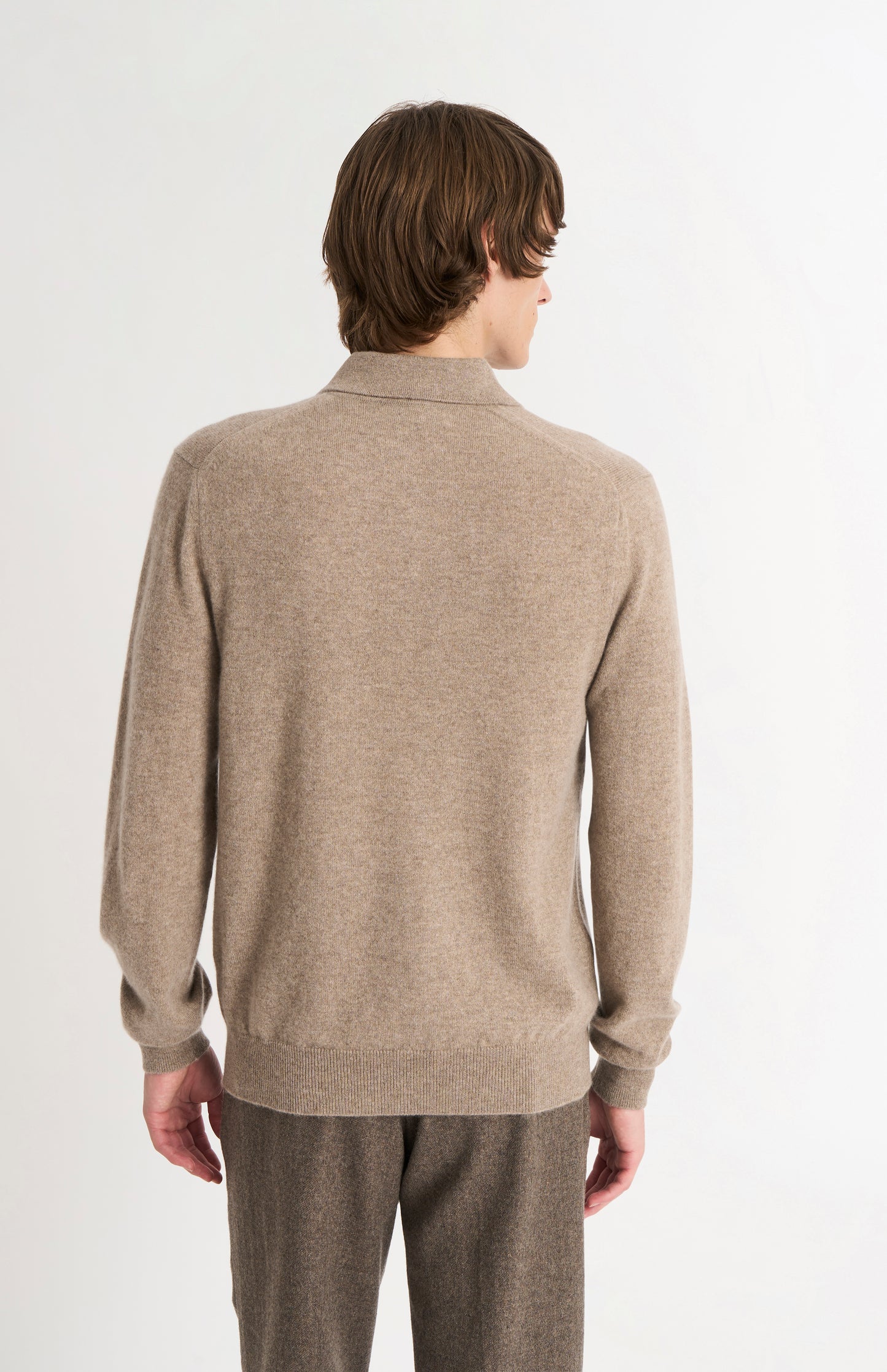 Men's Classic Polo Shirt Cashmere Jumper In Mushroom
