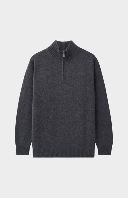 Pringle of Scotland Men's Zip Neck Cashmere Jumper In Charcoal