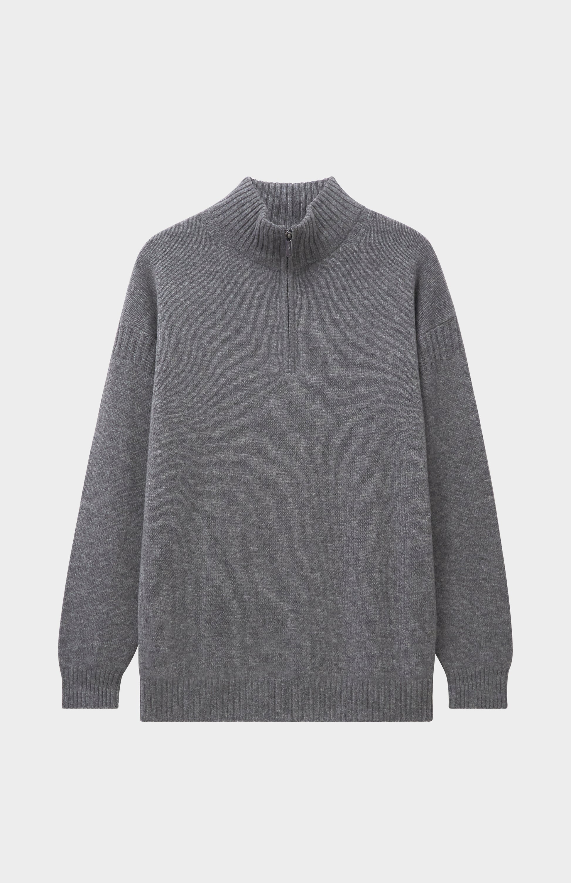 Pringle of Scotland Men's Zip Neck Cashmere Jumper In Grey Melange