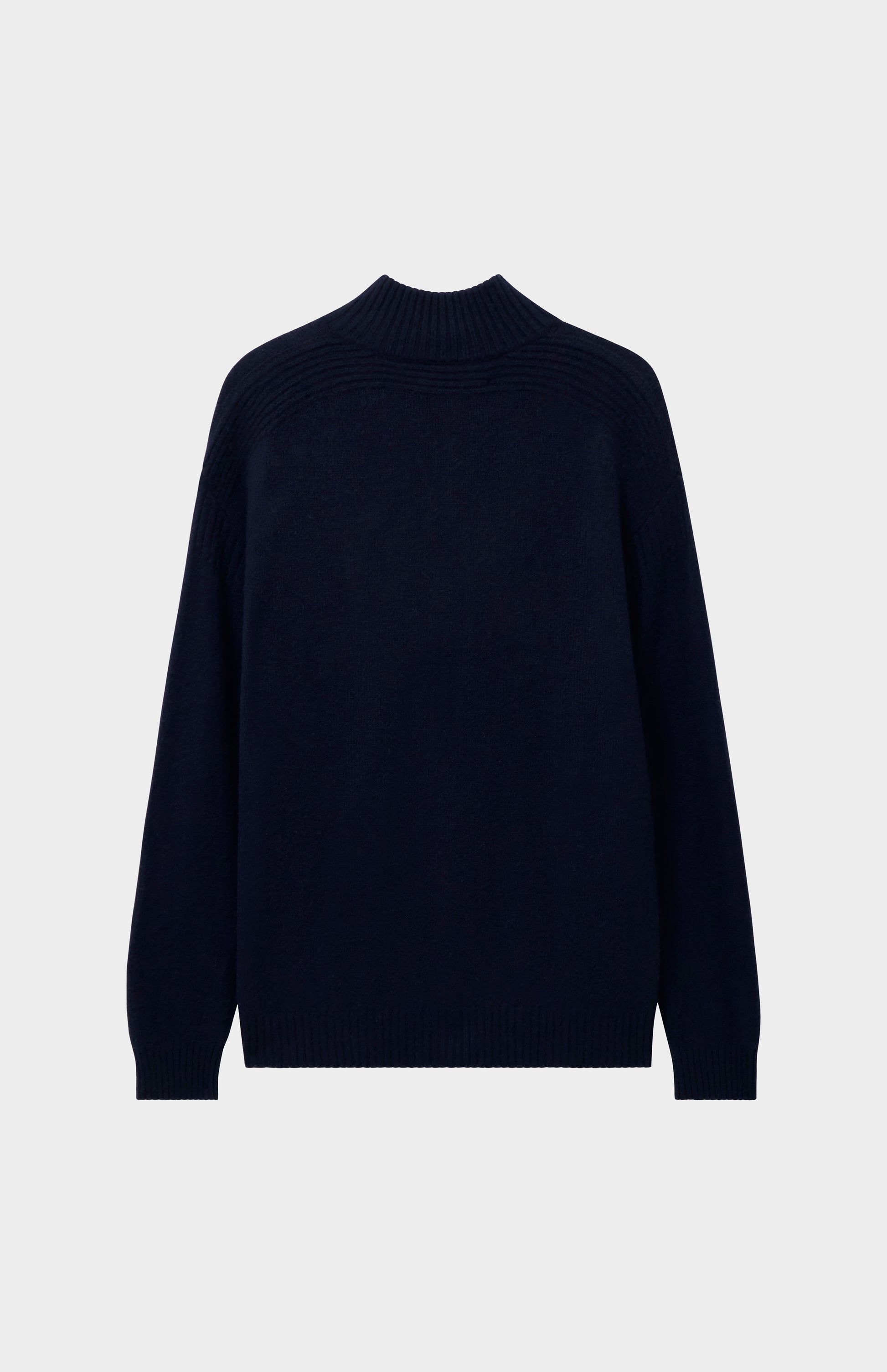 Pringle of Scotland Men's Zip Neck Cashmere Jumper In Navy Melange rear view