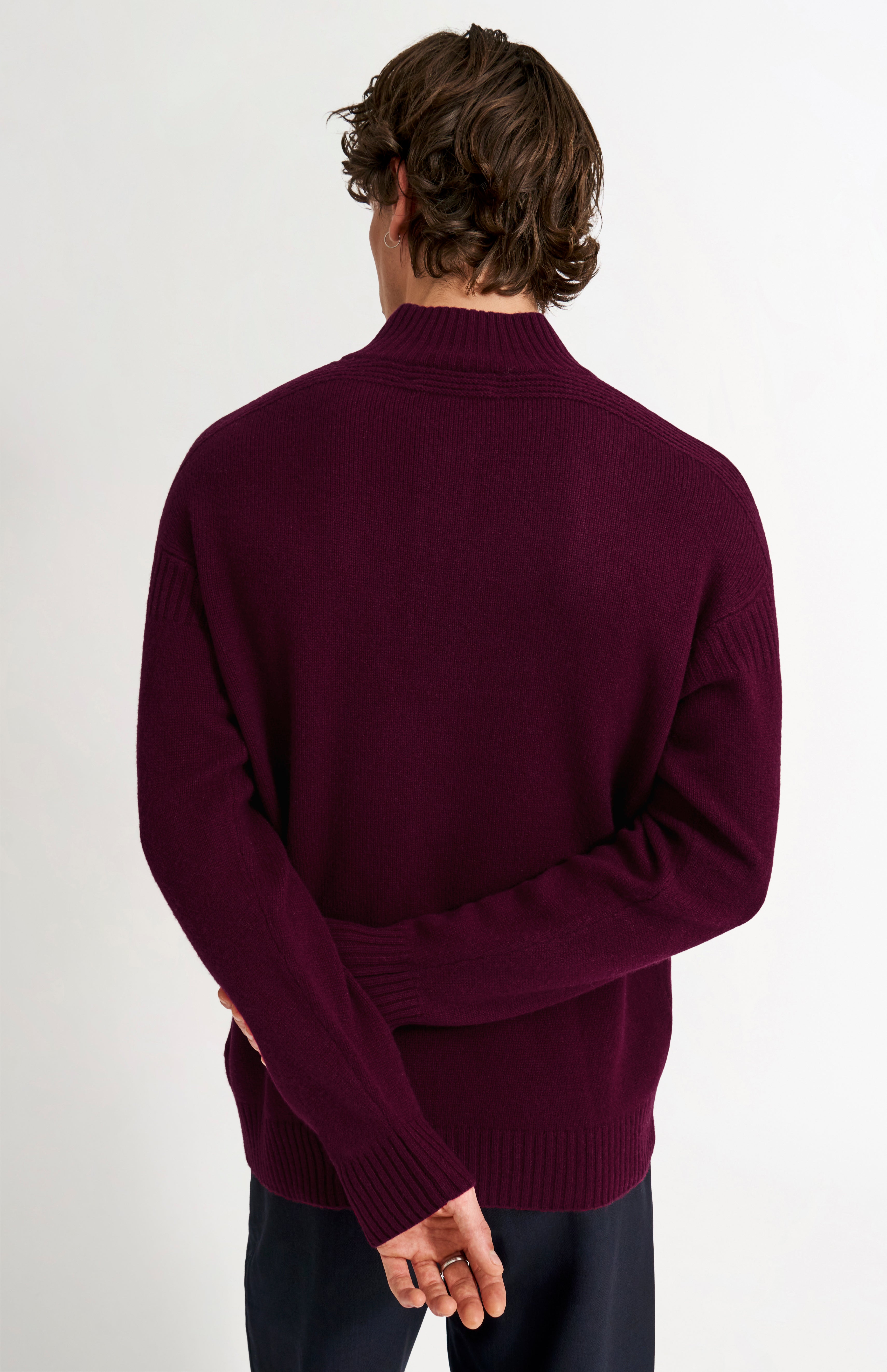 Men's sold polo cashmere sweater burgundy