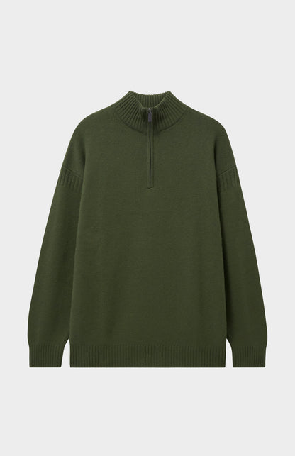 Pringle of Scotland Men's Zip Neck Cashmere Jumper In Evergreen