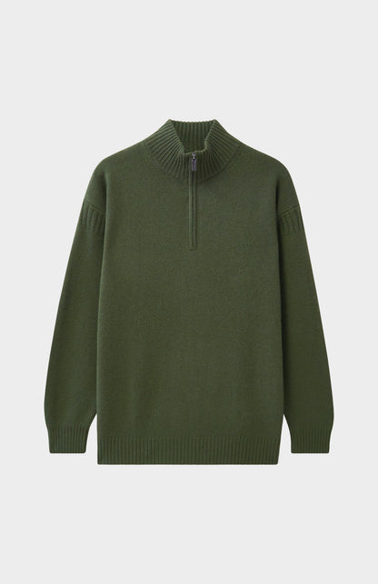 Pringle of Scotland Men's Zip Neck Cashmere Jumper In Evergreen