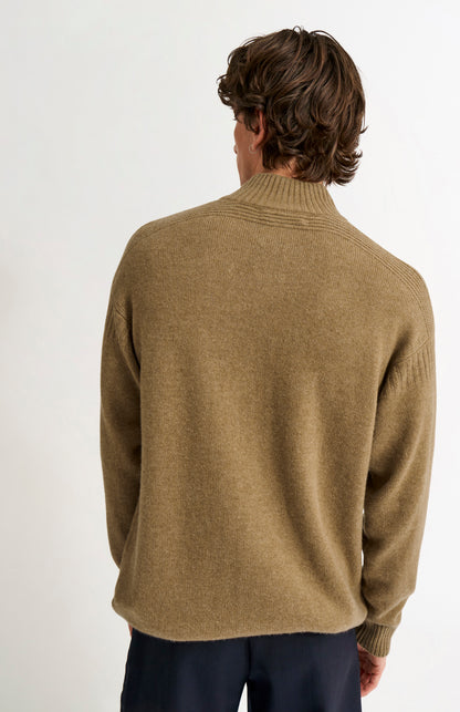 Pringle of Scotland Men's Zip Neck Cashmere Jumper In Natural rear view