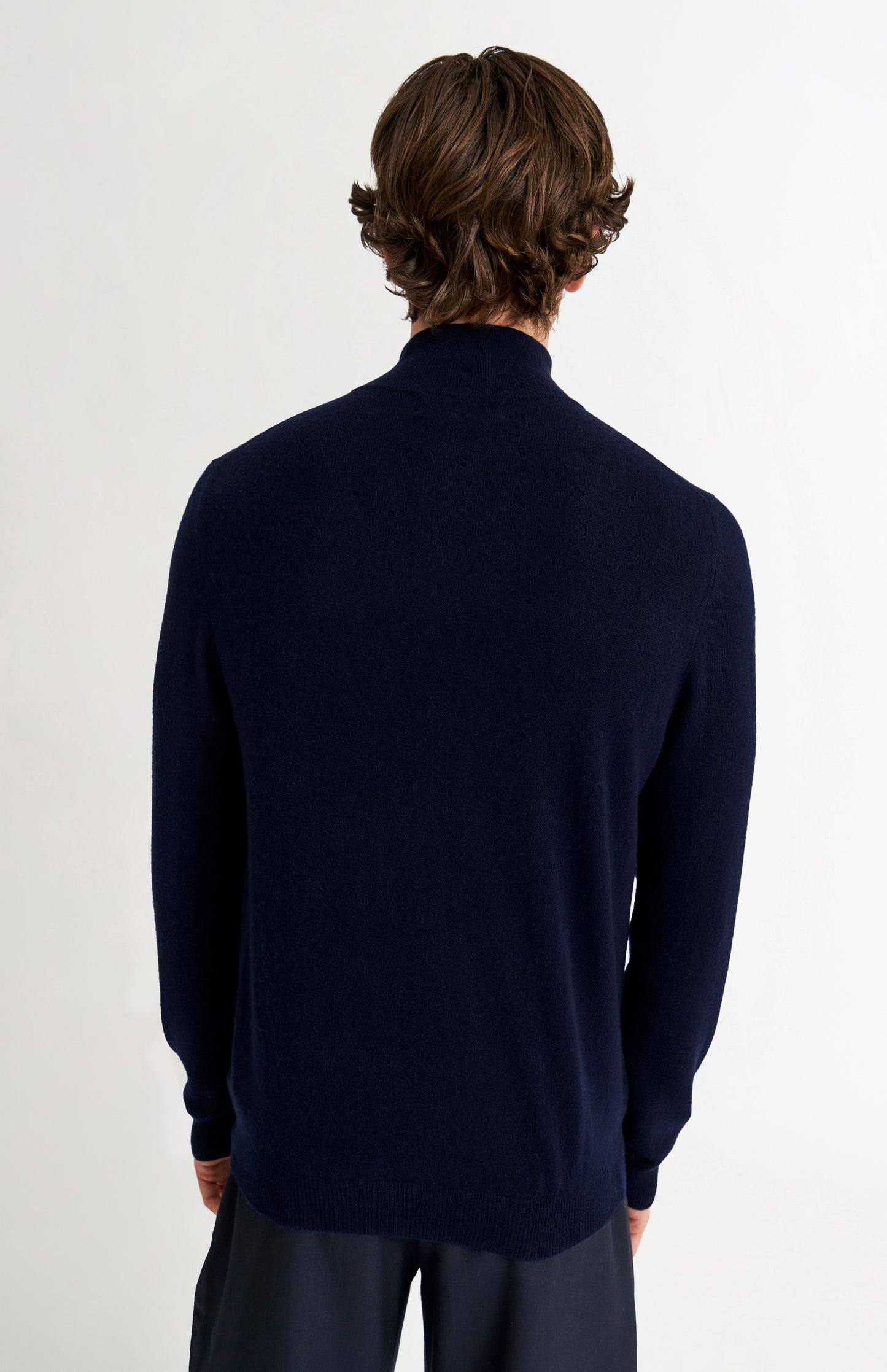 Pringle Men's Quarter Zip Cashmere Jumper Classic In Navy Melange rear view