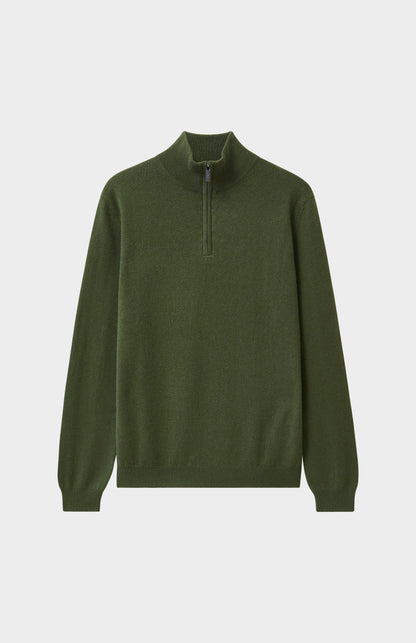 Pringle of Scotland Men's Quarter Zip Cashmere Jumper Classic In Evergreen