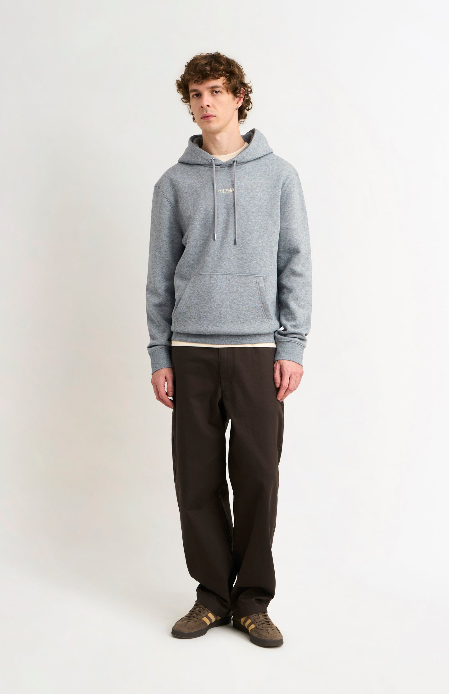 Men's Hooded Jumper In Grey Melange