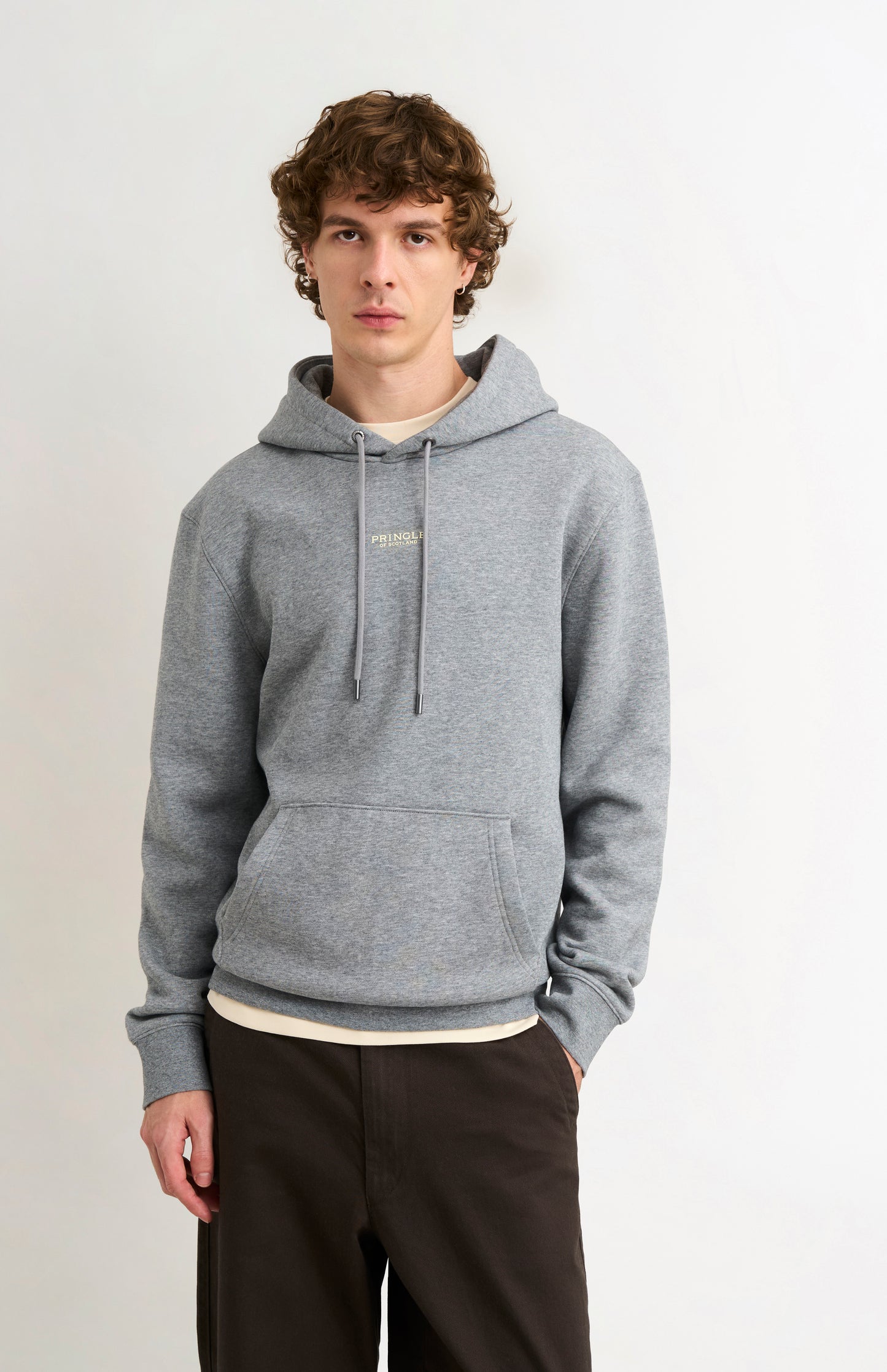 Men's Hooded Jumper In Grey Melange