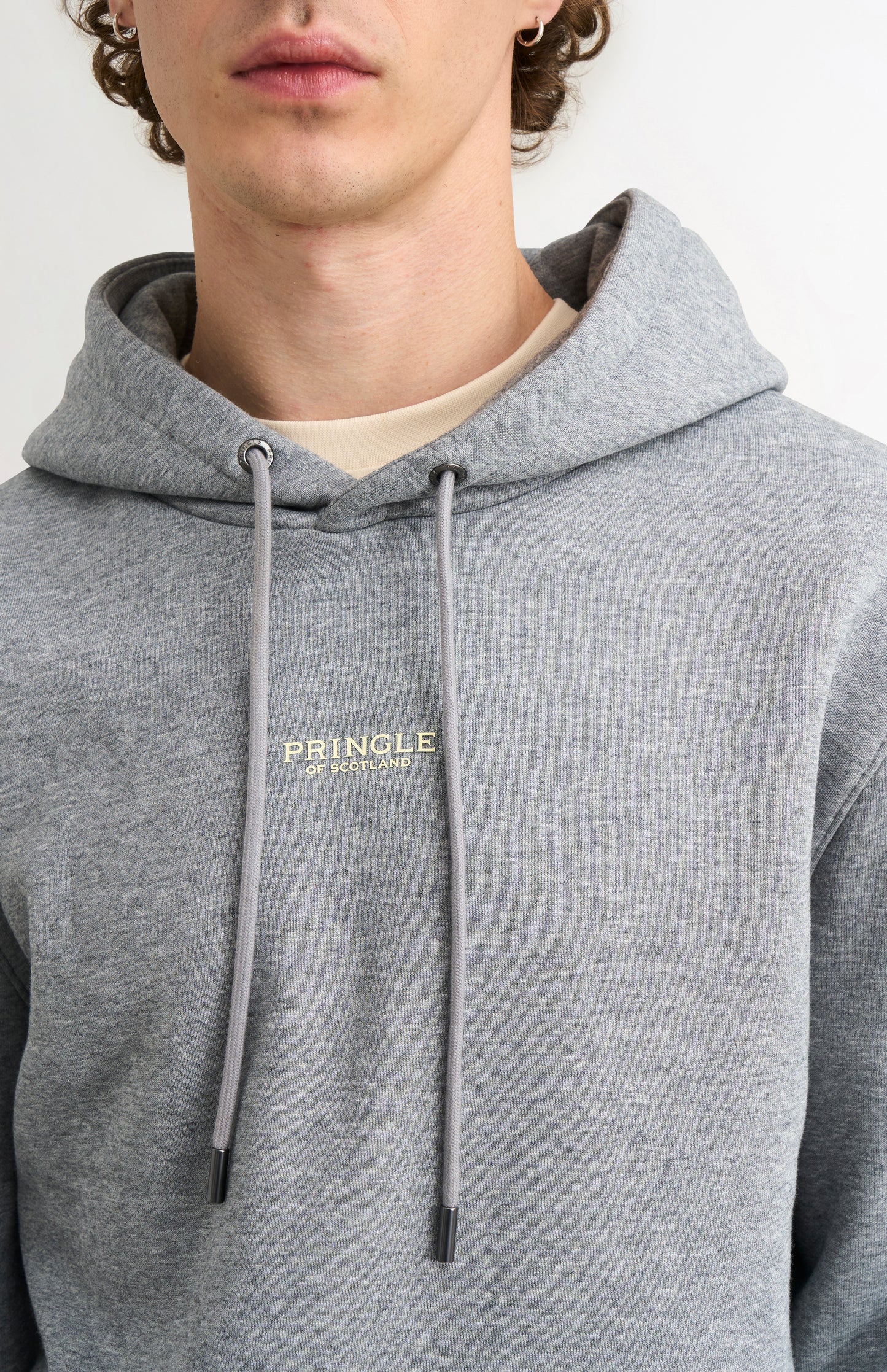 Men's Hooded Jumper In Grey Melange