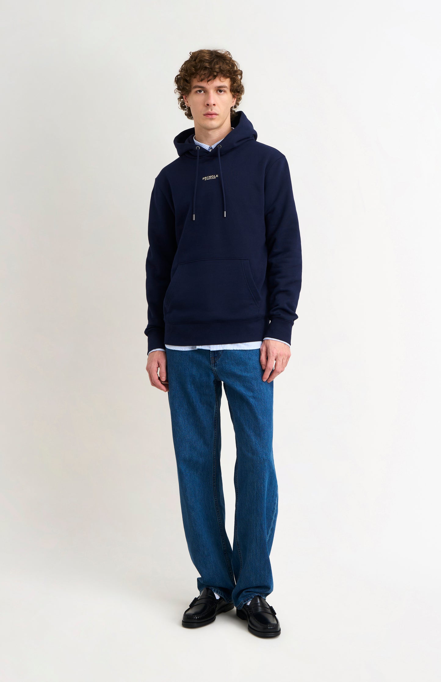 Men's Hooded Jumper In Navy Blue
