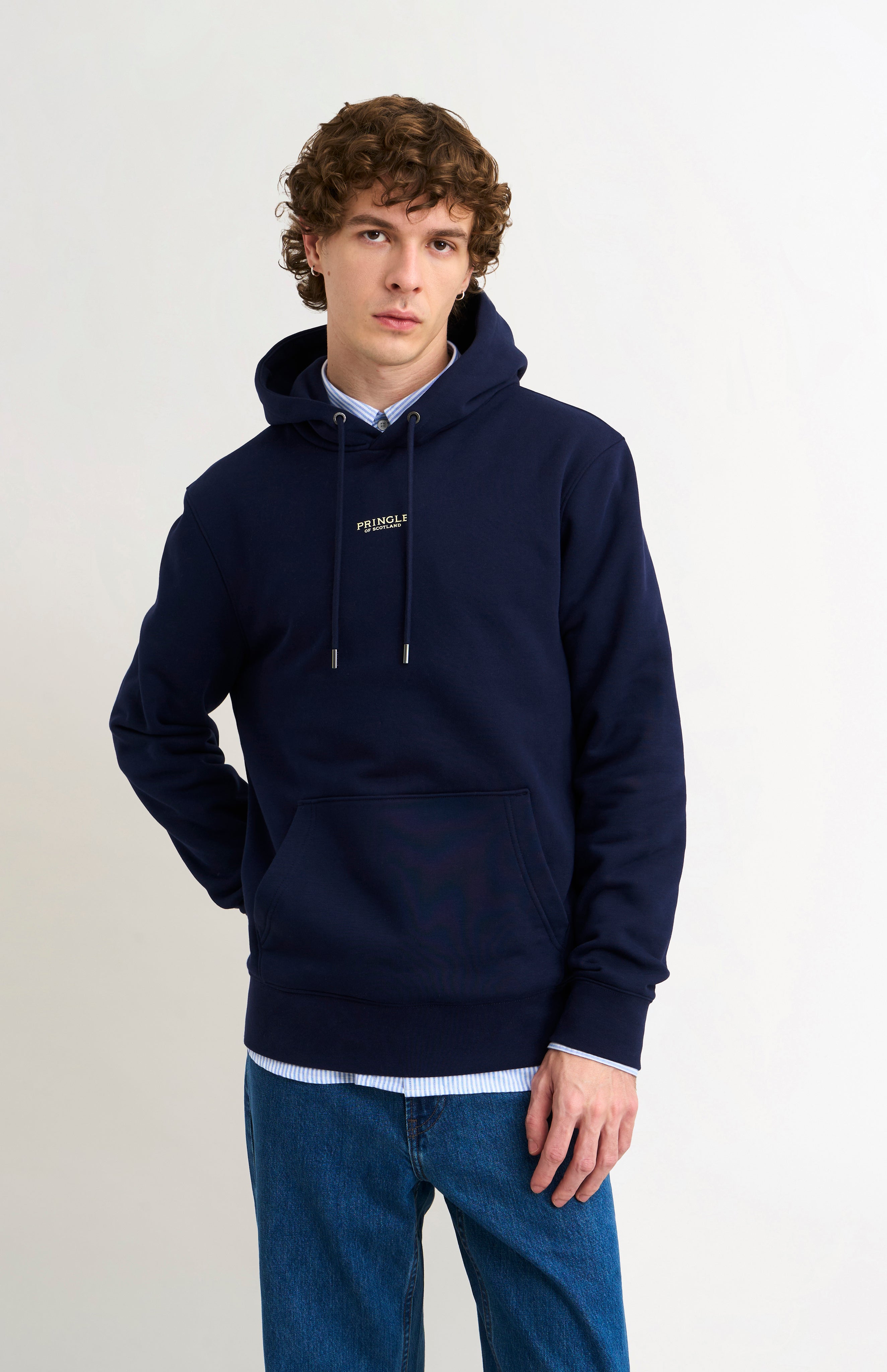 超人気【NYLON STAND HOODED JUMPER】 ネイビー サイズ２ Men's Hooded Jumper In Navy Blue